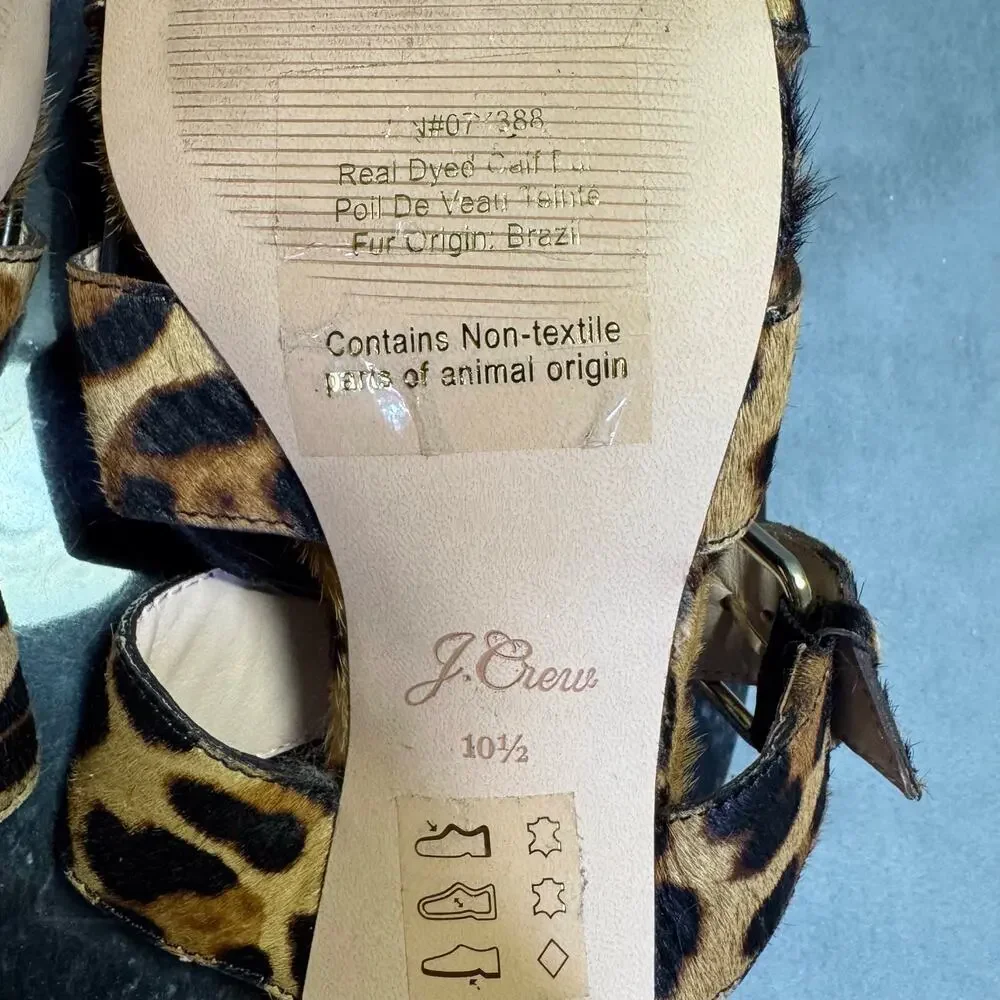 J.Crew Calf-Hair Mid Heel Slide Sandal Size Women's 10.5 US